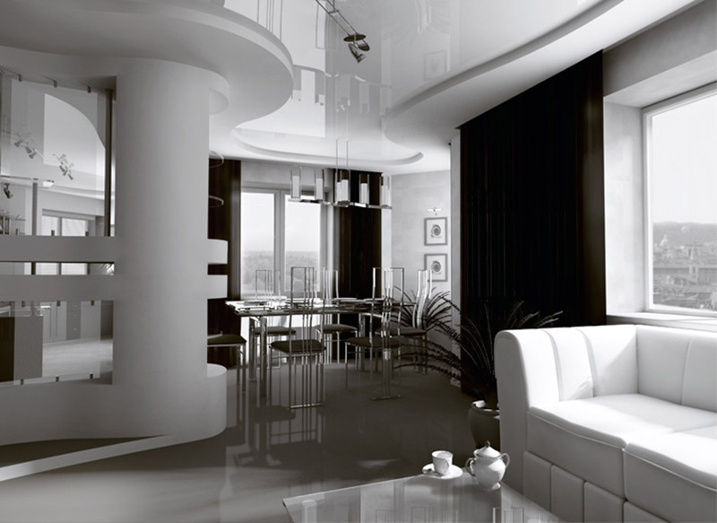 White and black luxury loft apartment