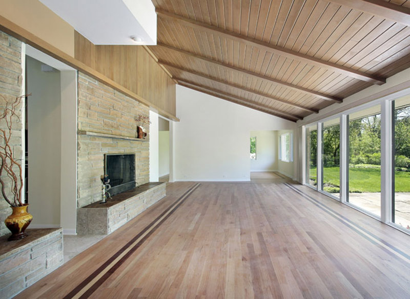Luxury extension with natural wood floor and ceiling